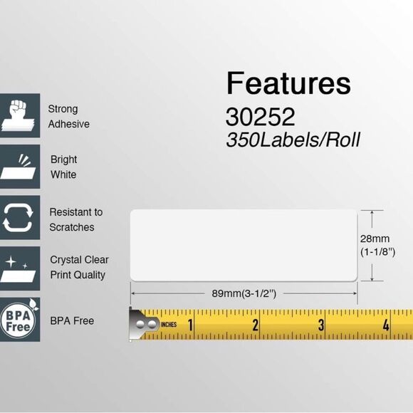 BETCKEY - Compatible DYMO 30252 (1-1/8" x 3-1/2") Address & Barcode Labels - Picture 2 of 6